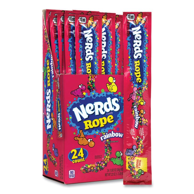 Nestlé Nerds Rope Candy, Fruity, 0.92 oz Individually Wrapped, 24/Carton (GRR22002136)