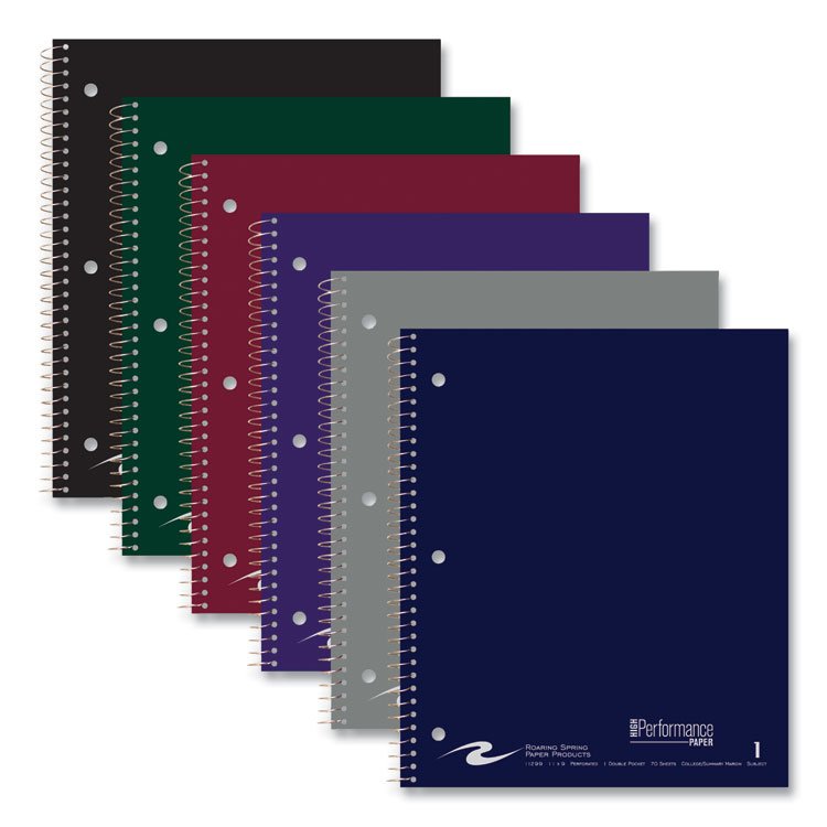 Roaring Spring Subject Wirebound Notebook, 1-Subject, Medium/College Rule, Assorted Cover Colors, (80) 11 x 9 Sheets, 24/Carton (ROA11299CS)
