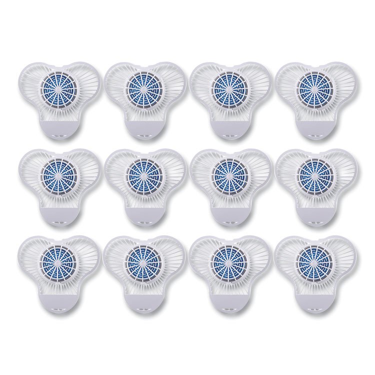 Boardwalk Urinal Screen with Non-Para Deodorizer Block, Green Apple Scent, Blue/White, 3.25 oz, 12/Box (BWKNUS)