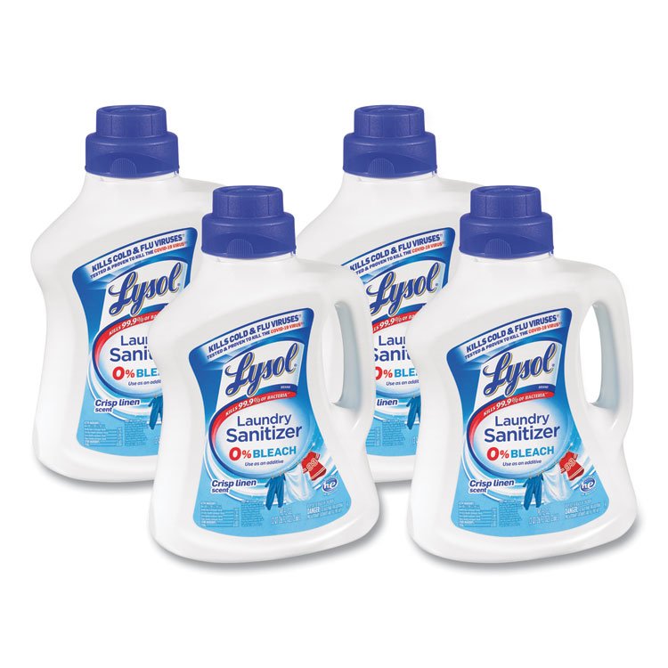 LYSOL Brand Laundry Sanitizer, Liquid, Crisp Linen, 90 oz, 4/Carton (RAC95872)