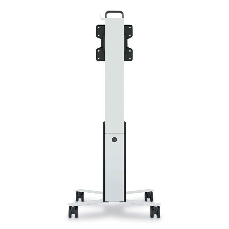 Durable Mobile TV Cart COWORKSATION, Engineered Wood, 3 Shelves, Supports 40 lb, 22.5" x 22.6" x 50.89", White (DBL370202)