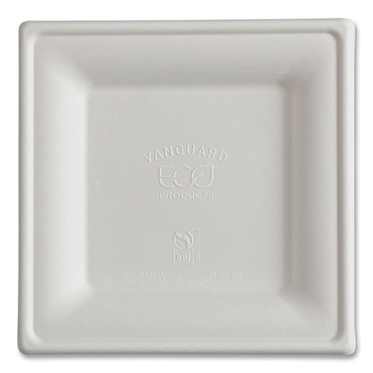 Eco-Products Vanguard Renewable and Compostable Sugarcane Plates, 6 x 6, White, 500/Carton (ECOEPP021NFA)