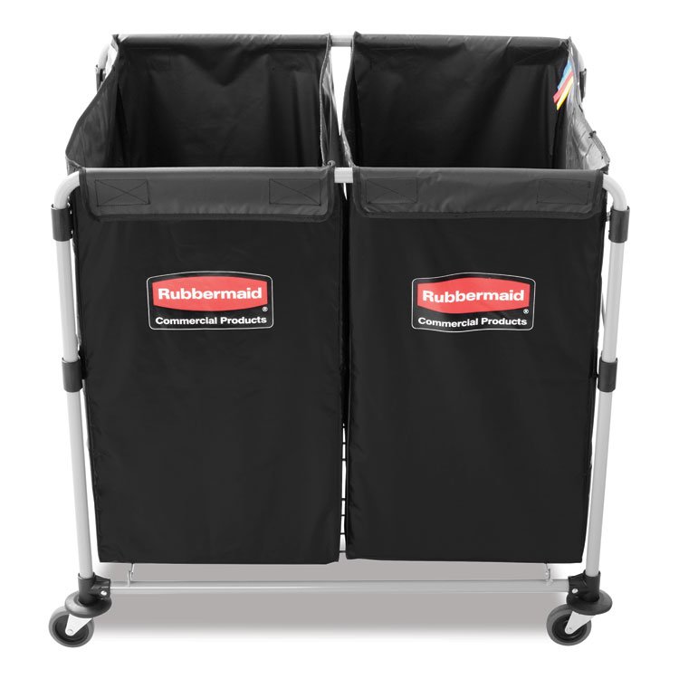 Rubbermaid Commercial 4 Bushel Collapsible X-Cart Bag for Rubbermaid Commercial 1881749 and 1881781, 5 cu ft, 22.08" x 15.33" x 27.33", Black, 2/CT (RCP1881782CT)