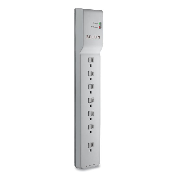Belkin Home/Office Surge Protector, 7 AC Outlets, 12 ft Cord, 2,160 J, White (BLKBE10720012)