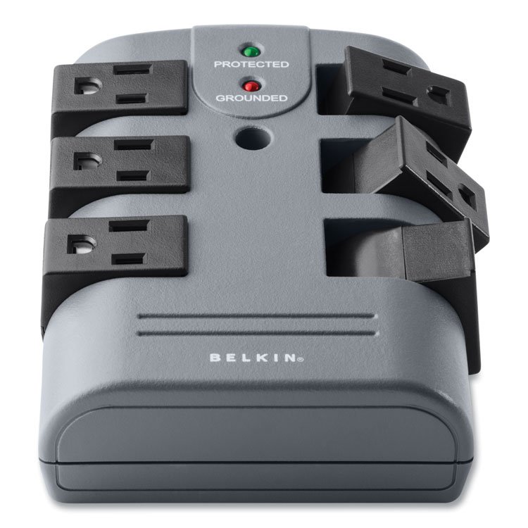 Belkin Pivot Plug Surge Protector, 6 AC Outlets, 1,080 J, Gray (BLKBP106000)