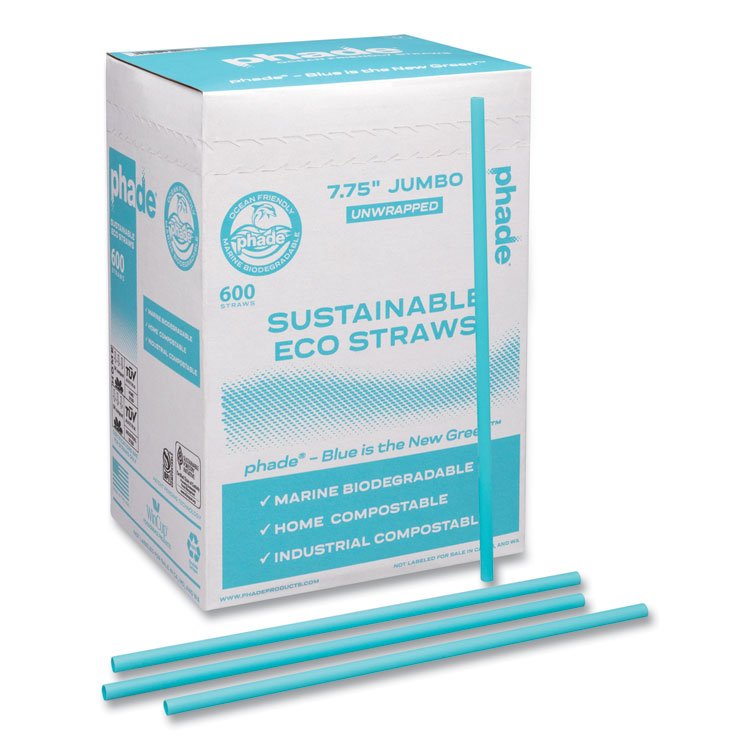 phade Marine Biodegradable Straws, 7.75", Ocean Blue, 6,000/Carton (CAR511203)