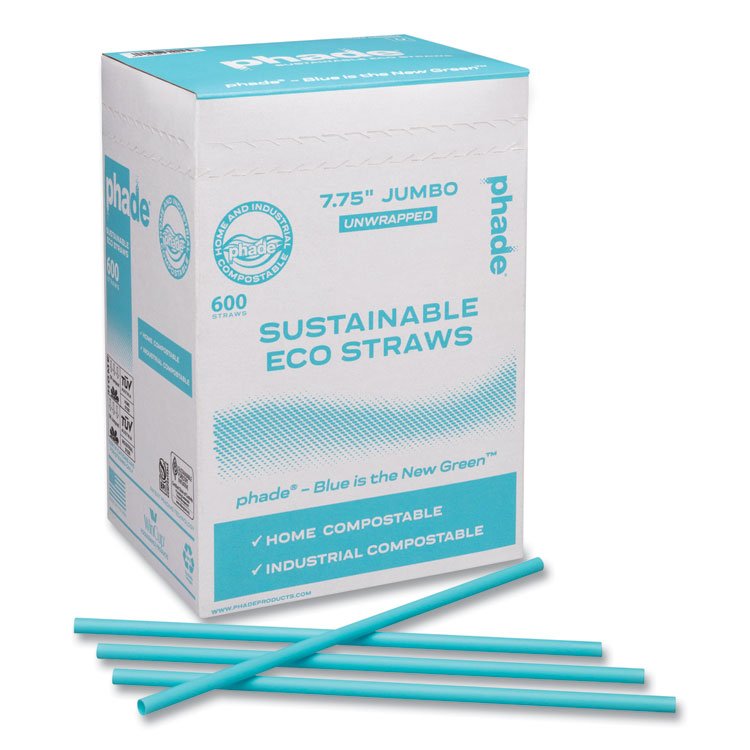 phade Marine Biodegradable Straws, 7.75", Ocean Blue, 6,000/Carton (CAR511204)