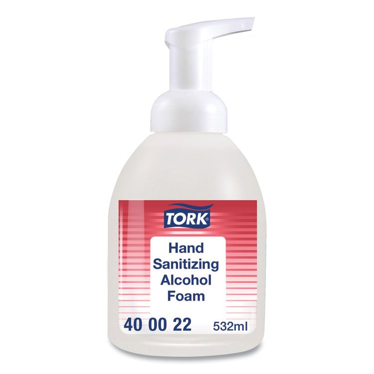Tork Alcohol Foam Hand Sanitizer, 18 oz Pump Bottle, Unscented, 6/Carton (TRK400022)