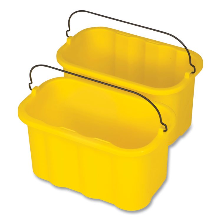Rubbermaid Commercial Heavy-Duty Cleaning Cart Caddy, 10-qt, Yellow, 6/Carton (RCPFG9T8200YEL)