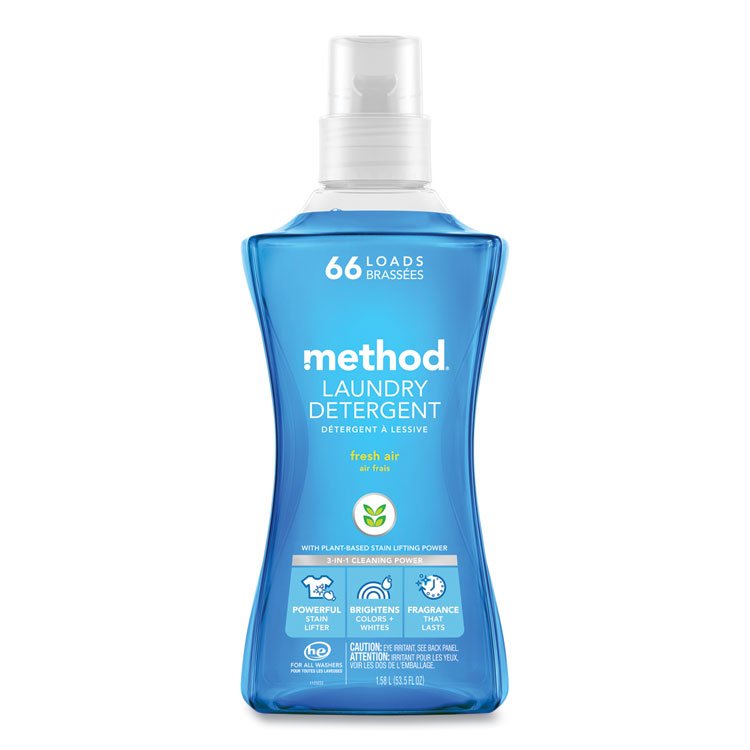 Method Laundry Detergent, Fresh Air Scent, 53.5 oz Bottle, 4/Carton (MTH318025)