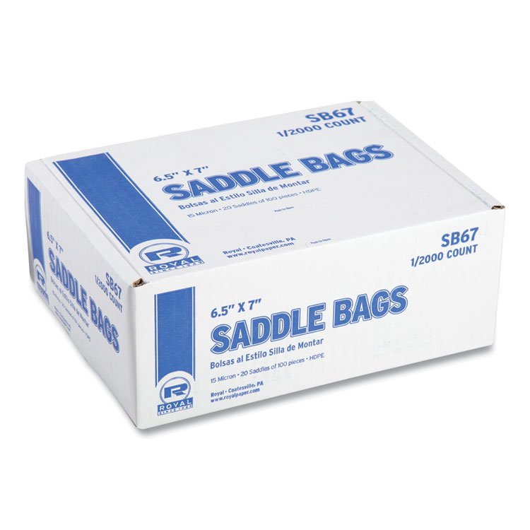 AmerCareRoyal Saddle Bags, Fold-Top Closure, 0.59 mil, 7.99" x 6.49", Clear, 2,000/Carton (RPPSB67)