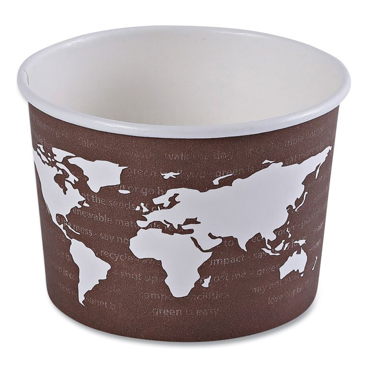 Eco-Products World Art Renewable and Compostable Food Container, 8 oz, 3.04" Diameter x 2.3" h, Brown, Paper, 50/Pack, 20 Packs/Carton (ECOEPBSC8WA)