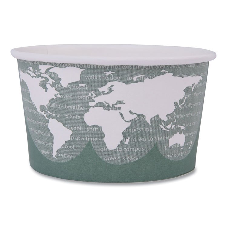 Eco-Products World Art Renewable and Compostable Food Container, 12 oz, 4.05" Diameter x 2.5" h, Green, Paper, 25/Pack, 20 Packs/Carton (ECOEPBSC12WA)