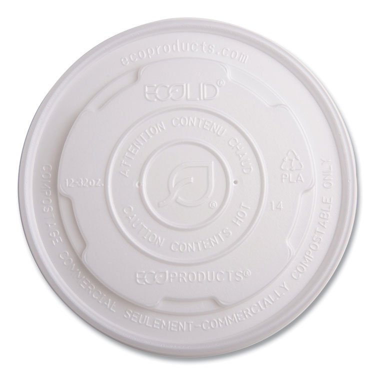 Eco-Products World Art PLA-Laminated Soup Container Lids, For 12 oz to 32 oz Containers, White, Plastic, 50/Pack, 10 Packs/Carton (ECOEPECOLIDSPL)