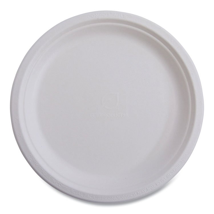 Eco-Products Vanguard Renewable and Compostable Sugarcane Plates, 6" dia, White, 1,000/Carton (ECOEPP016NFA)