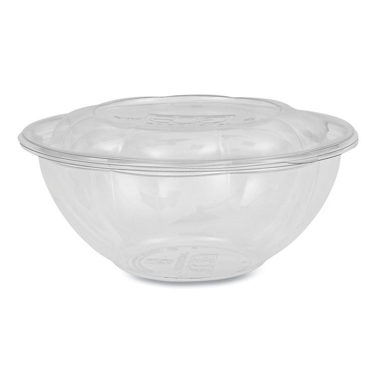 Eco-Products Renewable and Compostable Salad Bowls with Lids, 24 oz, Clear, Plastic, 50/Pack, 3 Packs/Carton (ECOEPSB24)