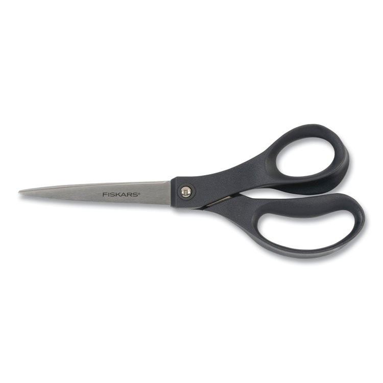 Fiskars Everyday Scissors, 8" Long, 3.75" Cut Length, Straight Black Handle (FSK1067262)