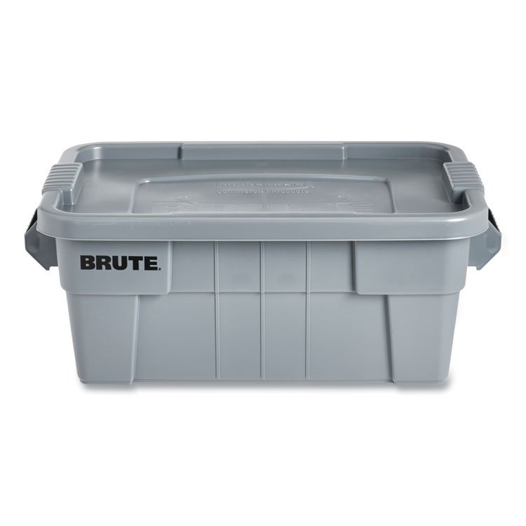 Rubbermaid Commercial BRUTE Tote with Lid, 14 gal, 27.5" x 16.75" x 10.75", Gray (RCP9S30GRAEA)