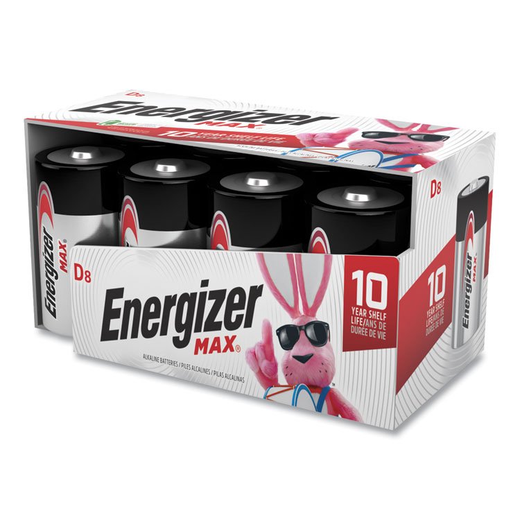 Energizer MAX Alkaline D Batteries, 1.5 V, 8/Pack (EVEE95FP8)