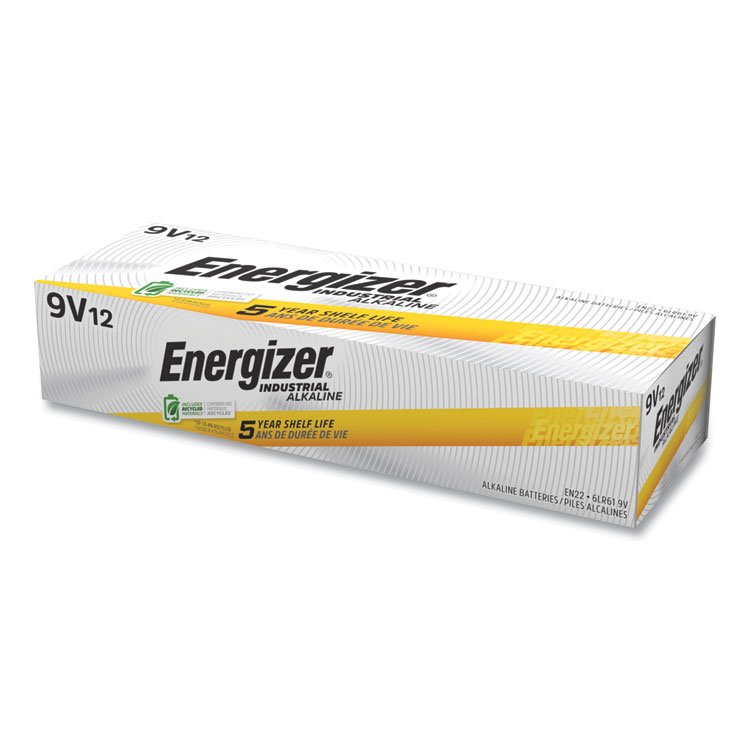 Energizer Industrial Alkaline 9V Batteries, 12/Box (EVEEN22)