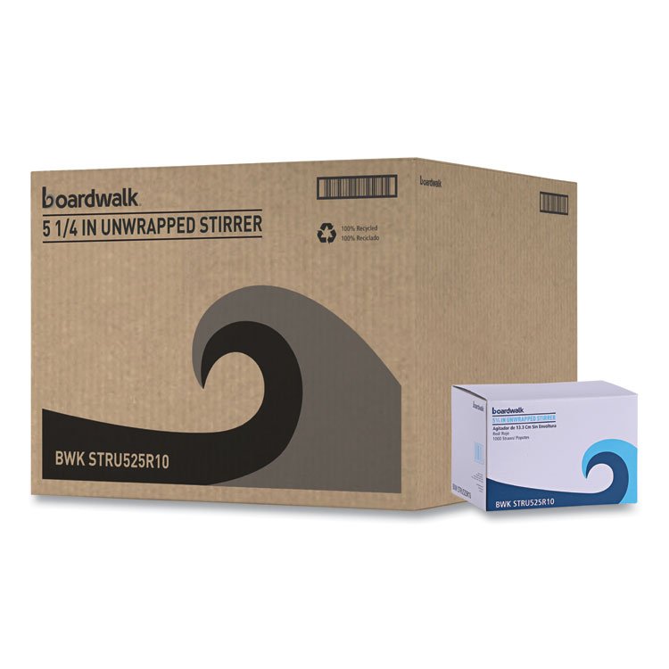 Boardwalk Single-Tube Stir-Straws,5.25", Polypropylene, Red, 1,000/Pack, 10 Packs/Carton (BWKSTRU525R10)