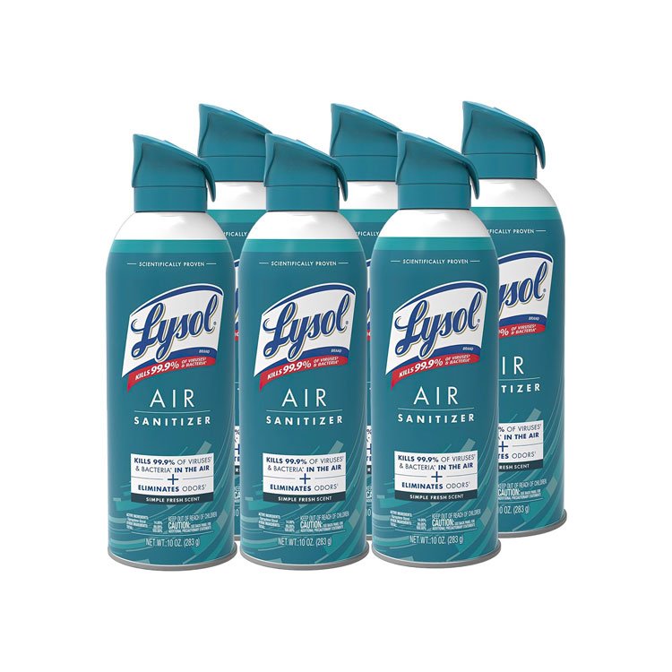 LYSOL Brand Air Sanitizer Spray, Simple Fresh, 10 oz Aerosol Spray, 6/Carton (RAC99350CT)