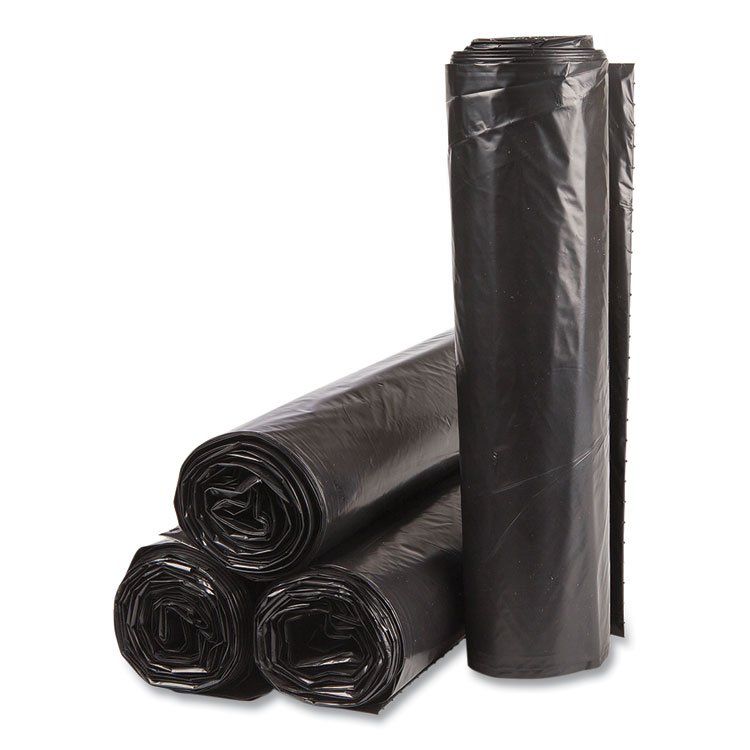 Inteplast Group High-Density Commercial Can Liner Value Pack, 45 gal, 19 mic, 40" x 46", Black, Interleaved Roll, 25 Bags/Roll, 6 Rolls/CT (IBSVALH4048K22)