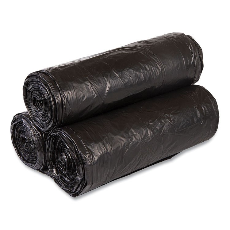 Inteplast Group High-Density Commercial Can Liner Value Pack, 56 gal, 19 mic, 43" x 46", Black, Interleaved Roll, 25 Bags/Roll, 6 Rolls/CT (IBSVALH4348K22)