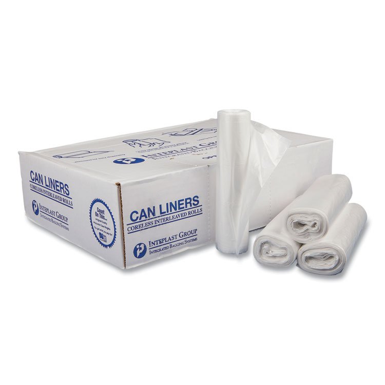 Inteplast Group Draw-Tuff Institutional Draw-Tape Can Liners, Drawstring, 12 gal, 28" x 24", White, 25 Bags/Roll, 12 Rolls/Carton (IBSDT12GALW)