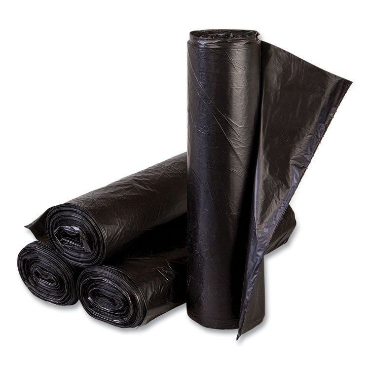Inteplast Group High-Density Commercial Can Liners, 16 gal, 6 mic, 24" x 33", Black, Perforated Roll, 50 Bags/Roll, 20 Rolls/Carton (IBSEC243306K)