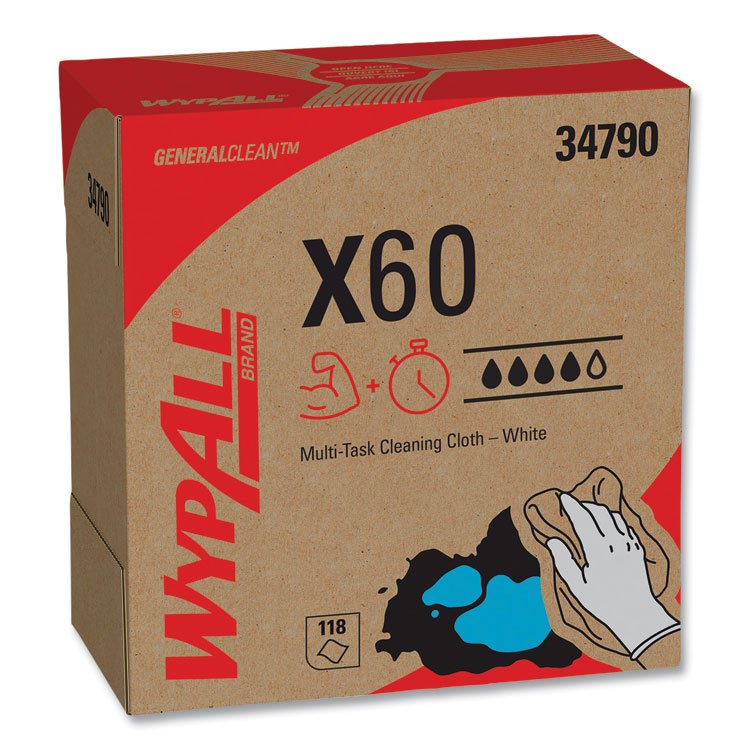 General General Clean X60 Cloths, POP-UP Box, 8.34 x 16.8, White, 118/Box (KCC34790BX)