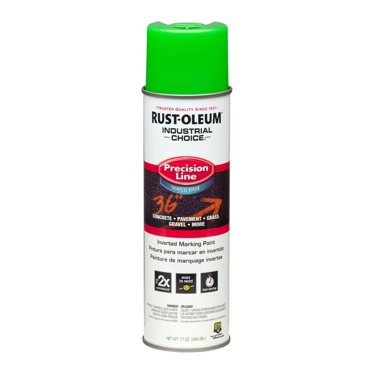 Rust-Oleum Industrial Choice Precision Line Marking Paint, Fluorescent Green, 17 oz Aerosol Can, 12/Carton (RST203032CT)
