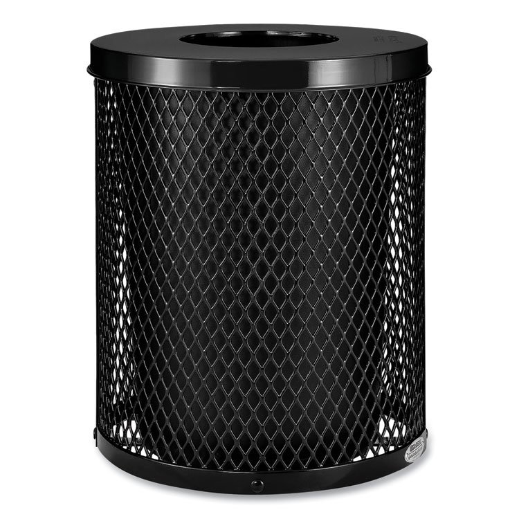 Global Industrial Outdoor Diamond Steel Trash Can, 36 gal, Black (GBE261924BK)