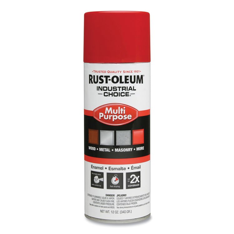 Rust-Oleum Industrial Choice 1600 System Multi-Purpose Enamel Spray Paint, Flat Safety Red, 12 oz Aerosol Can, 6/Carton (RST1660830)