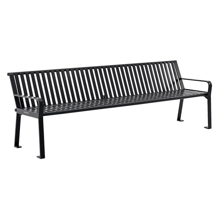 Global Industrial Steel Slat Benches with Back, 96" x 26" x 31", Black Seat/Back, Black Base (GBE694855BKKD)