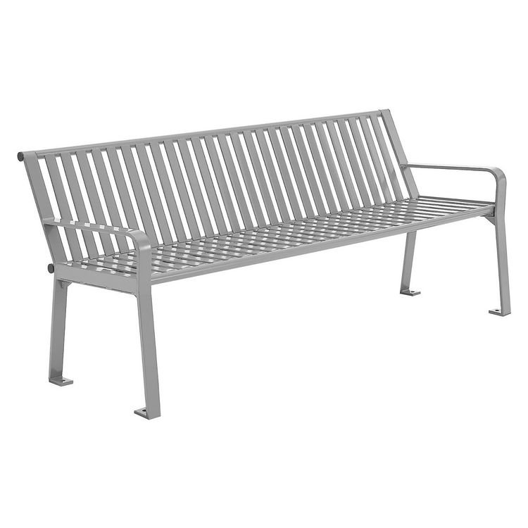Global Industrial Steel Slat Benches with Back, 72" x 26" x 31", Gray Seat/Back, Gray Base (GBE694854GYKD)