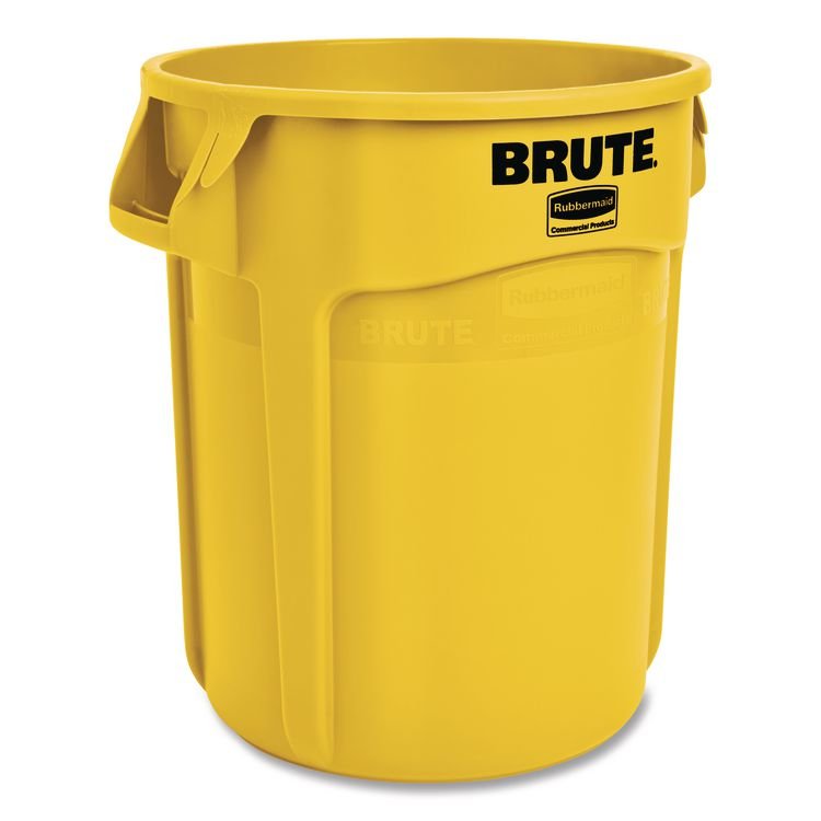 Rubbermaid Commercial Vented Round Brute Container, 10 gal, Plastic, Yellow (RCPFG261000YEL)