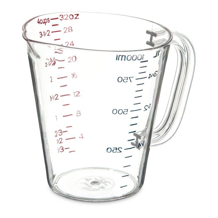 Carlisle Commercial Measuring Cup, 1 qt, Plastic, Clear (CFS4314307)