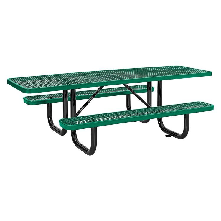 Global Industrial ADA Compliant Expanded Steel Picnic Table, Rectangular, 96 x 60 x 21.5, Green Top and Base (GBE695289GN)