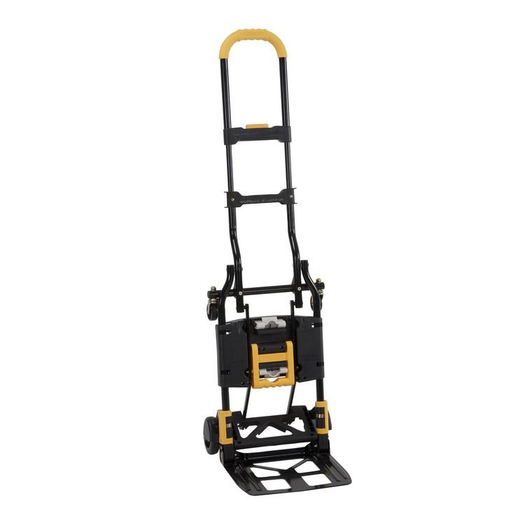 Cosco 2-in-1 Folding Hand Truck, 300 lb Capacity, 17" x 30.5" x 33.5", Black/Yellow (CSC12225YGB1E)