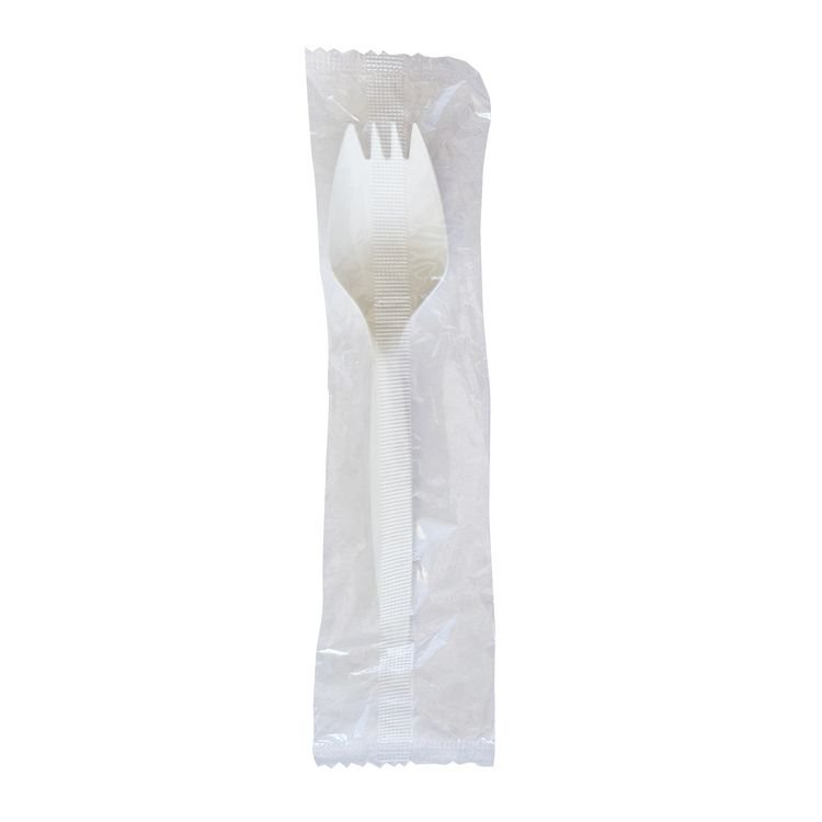 Boardwalk Mediumweight Wrapped Polypropylene Cutlery, Spork, Plastic, White, 1,000/Carton (BWKSPORKWHPPIW)