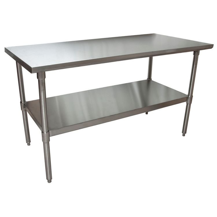 BK Resources Stainless Steel Flat Top Work Tables, 60w x 30d x 36h, Silver, 2/Pallet (BKE2VT6030)