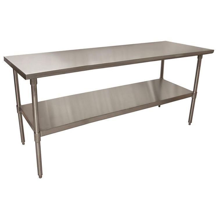 BK Resources Stainless Steel Flat Top Work Tables, 72w x 30d x 36h, Silver, 2/Pallet (BKE2VT7230)