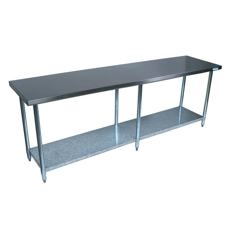 BK Resources Stainless Steel Flat Top Work Tables, 96w x 30d x 36h, Silver, 2/Pallet (BKE2VT9630)