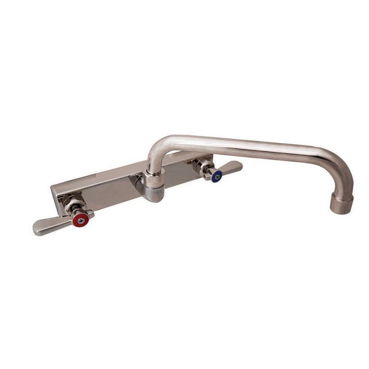 BK Resources Evolution Splash Mount Stainless Steel Faucet, 4.69" Height/12" Reach, Stainless Steel (BKEEVO8SM12)