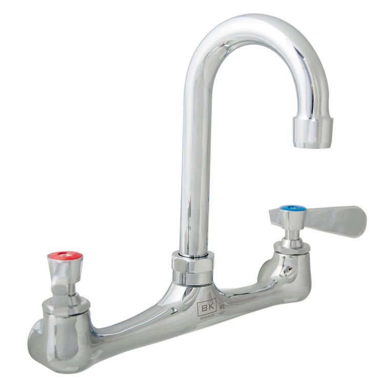 BK Resources WorkForce Standard Duty Faucet, 12.38" Height/8" Reach, Chrome-Plated Brass (BKEBKFW8GM)