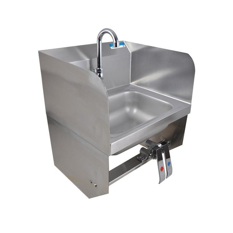BK Resources Stainless Steel Hand Sink with Side Splashes, 14" l x 10" w x 5" d (BKEHSW14101SBKP)