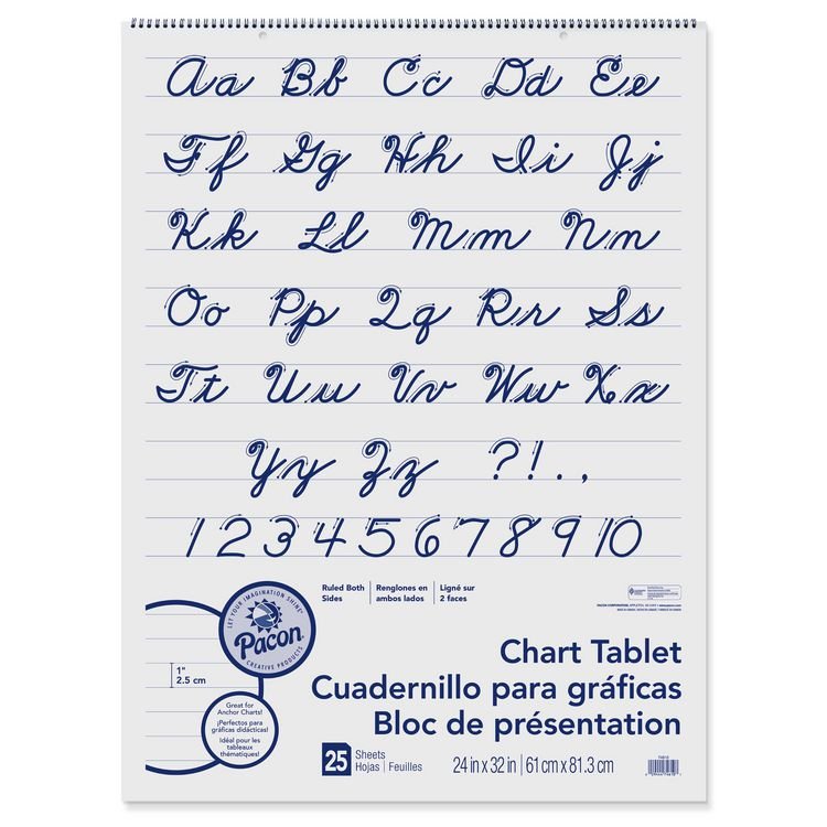 Pacon Chart Tablets, Presentation Format (1" Rule), 24 x 32, White, 25 Sheets, 12/Carton (PAC74610CT)