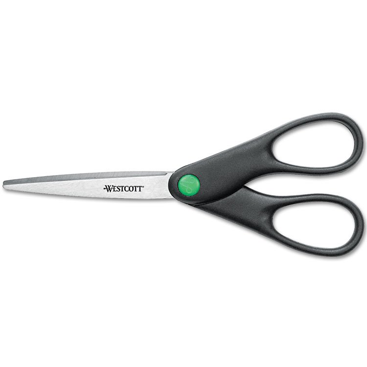 Westcott KleenEarth Scissors, 7" Long, 2.75" Cut Length, Straight Black Handle (ACM44218)