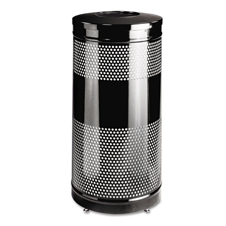 Rubbermaid Commercial Classics Perforated Open Top Receptacle, 25 gal, Steel, Black (RCPS3ETBK)